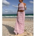 thumbnail image 2 of Women Sexy Two Piece Outfits Long Skirt Set Y2k Fairy Ruched Sleeveless Halter Crop Cami Tops and Maxi Skirt Summer Beachwear, 2 of 4