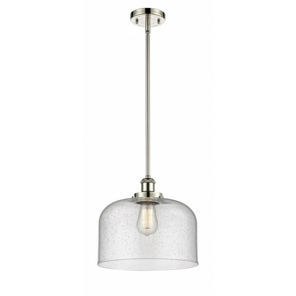 916-1S-PN-G74-L-Innovations Lighting-Bell - 1 Light Stem Hung Mini Pendant In Industrial Style-10 Inches Tall and 12 Inches Wide-Polished Nickel
