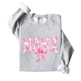 thumbnail image 3 of Cute Mama Sweatshirt for Women Trendy Pink Bow Sweater for Mom Gray Sweatshirt Adult Medium, 3 of 4