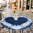 thumbnail image 6 of Blue Love Heart Round Tablecloth for 36-44 Inch Tables,Fitted Table Cover with Elastic Edge,Boho Ethnic Modern Funny Tie Dye Art Waterproof Outdoor Table Cloth Protector for Patio Garden Dinner, 6 of 9