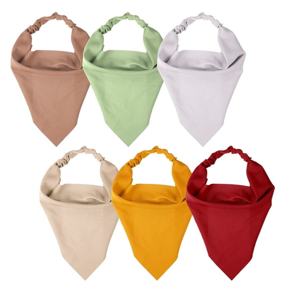 Unique Bargains 6pcs Hair Scarf Headband Khaki Pink Wine Red Yellow Gray Green Non Slip Triangle Hair Scarf for Girl