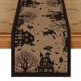 thumbnail image 4 of BinKFF Halloween Fun Table Runners Haunted House Witches Cat Pumpkins Non-Slip Rectangle Party Table Decorations Dresser Scarf for Kitchen ,Home ,Dining Table ,Outdoor,13X48 Inches Long, 4 of 8