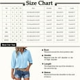 thumbnail image 3 of Yubnlvae Women's Linen Button-Down Shirt - Oversized V-Neck 3/4 Sleeve Casual Blouse (Muslin Cotton | Beach Style) (Light blue | M), 3 of 9