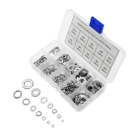 

NUOLUX Washer Washers Stainless Steel Spring Set Screws Kit Lock Flat Assortment Assorted