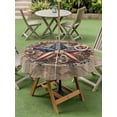 thumbnail image 4 of Outdoor Tablecloth with Umbrella Hole for Patio/Picnic/Party/Camping, Wooden Star Vintage Waterproof Table Cloth Round Cover Washable, Country American Flag Star Rustic (Dia 60"), 4 of 9