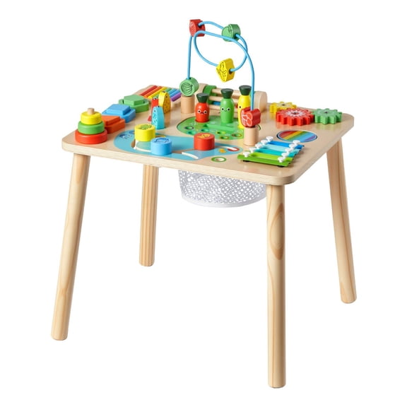 Montessori Activity Table for Toddler 1-3 Years Old, 13 in 1 Wooden Learn Activity Desk, Baby Play Table for Boys & Girls Aged 6  Months, Great Birthday, Christmas, Children's Day Present