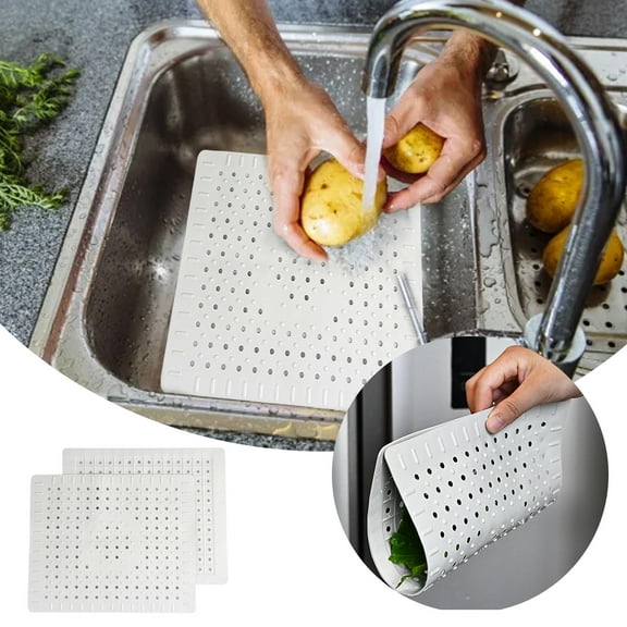 YWIYIUD 2 Pack Kitchen Mat Drain Pad Protector,10" x 12" Durable & Flexible Grid for Dishes, Glassware, and Kitchen Protector, Clean Protector Mat For Kitchen Kitchen Drain Pad