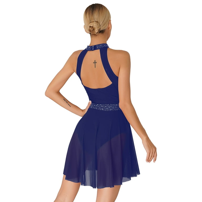 送料無料 通販  Dance Lyrical Womens YIZYIF Costume Sparkle Neck Halter Dance