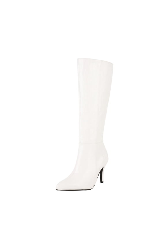 Knee High Boots for Women Sexy Stiletto High Heel Gogo Boots,Leather Pointed Toe Chunky Knee High Platform Dress Boots, Fashion Long Chunky Tall Gogo Boots for Fall