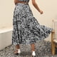 thumbnail image 5 of Gibobby Falda estampada para mujer Estampado fluido Boho cintura oscilante bolsillo escalonado mujeres vestido elástico plisado una falda playa verano falda de línea larga(Negro， S), 5 of 5