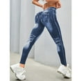 thumbnail image 6 of Ovticza High Waisted Skinny Butt Lifting Jeans Leggings Tummy Control Jeggings for Women with Pockets Blue M, 6 of 6