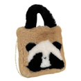 thumbnail image 2 of Bolso de mano de peluche de panda, bolso de hombro, bolso cruzado, bolso tote, estuche, cartera con cadena, caqui, 2 of 9