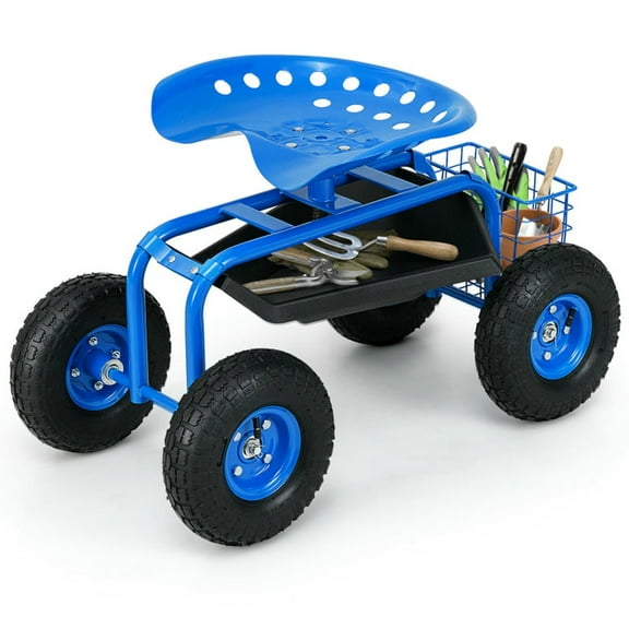 YYAo Garden Utility Cart, Outdoor Gardening Cart,Garden Cart with Heavy Duty Tool Tray-Blue