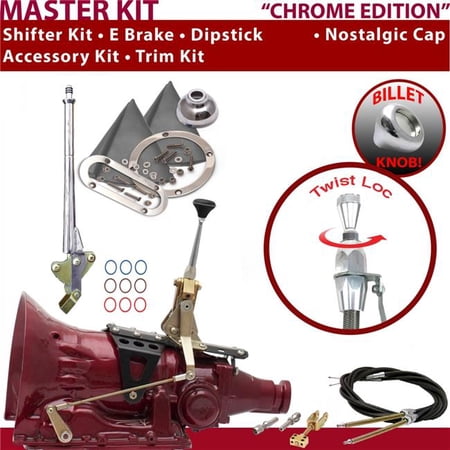 American Shifter TH200 Shifter Kit Chrome 6 in. E Brake Cable Trim Kit Dipstick for EC7AD