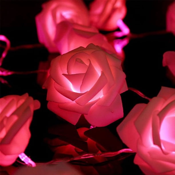 Guirnalda de luces de 4,5 m con 30 flores LED de color blanco cálido para interiores - Rosa