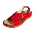 thumbnail image 2 of Miluxas Womens Sandals Dressy Summer Open Toe Shoes Flat Strappy Sandals Comfort Ladies Sandals Red 9.5(43), 2 of 7