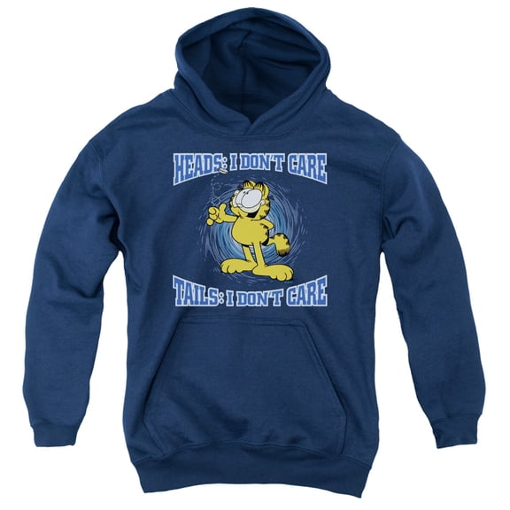Garfield Heads Or Tails Youth Pullover Hoodie Sweatshirt Navy