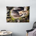thumbnail image 1 of Animal Tapestry, Forest Nature Wild Fox with Hazel Eyes in a Wooden Carved Tree wth Moss Art Print, Wall Hanging for Bedroom Living Room Dorm Decor, 60W X 40L Inches, Multicolor, by Ambesonne, 1 of 2