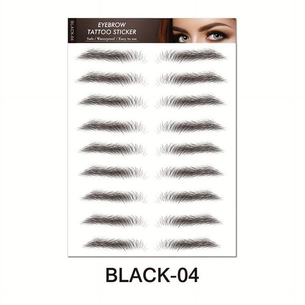 1 sheet Long-Lasting 6D Hair-Like Eyebrow Tattoo Stickers - Waterproof Black and Brown Eyebrow Makeup Stickers