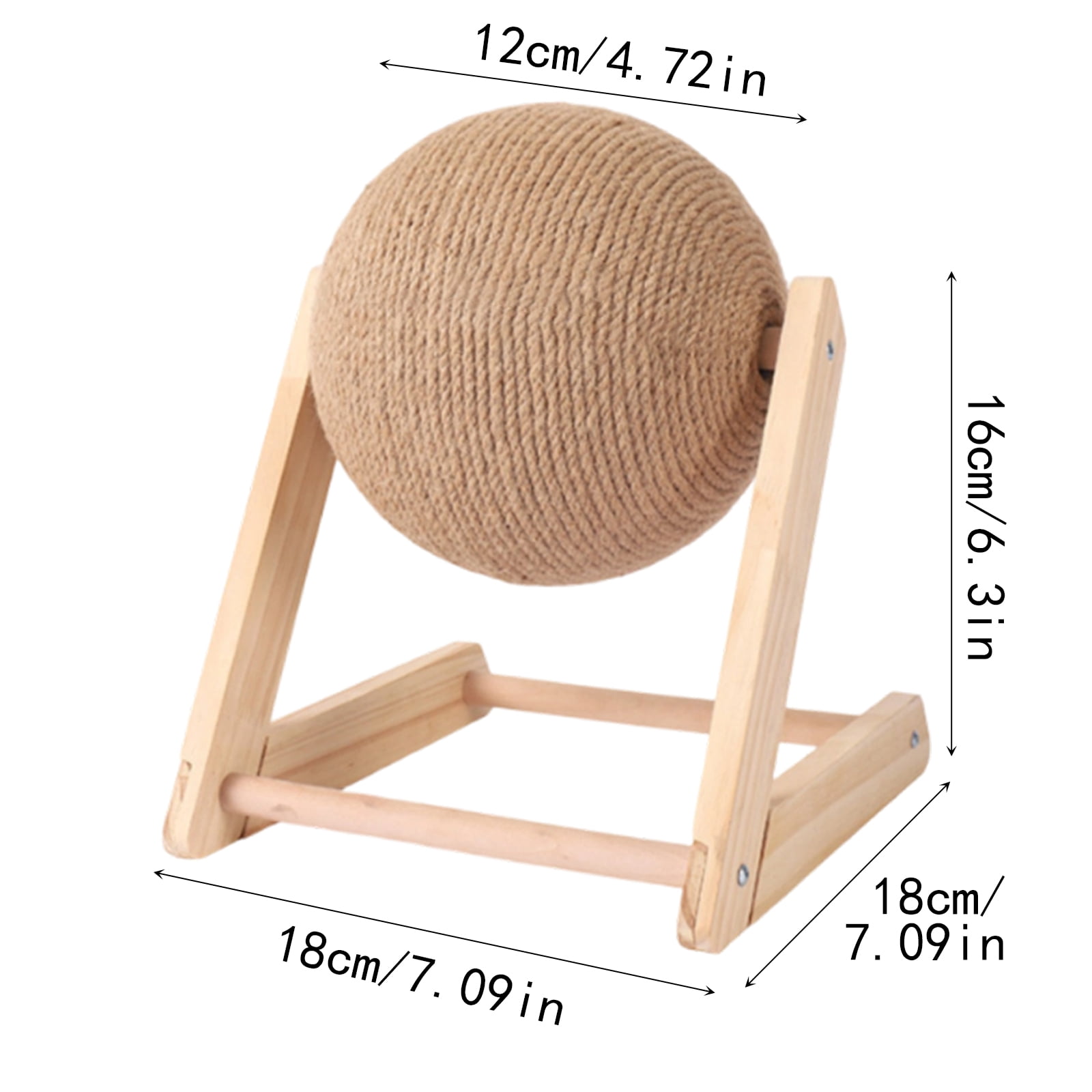 Cat Scratcher with Ball Natural Sisal Scratcher Solid Wood Interactive Toy for Indoor Cats & Kittens,D
