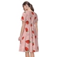 thumbnail image 2 of Bixox Robe d'Été à Manches Courtes pour Femmes Robe Ample Longueur Genou avec Poches-Fraise, 2 of 7