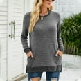 thumbnail image 2 of Sweatshirts for Women Round Neck Solid Color Long Sleeve Pullover Tops with Pocket, 2 of 8