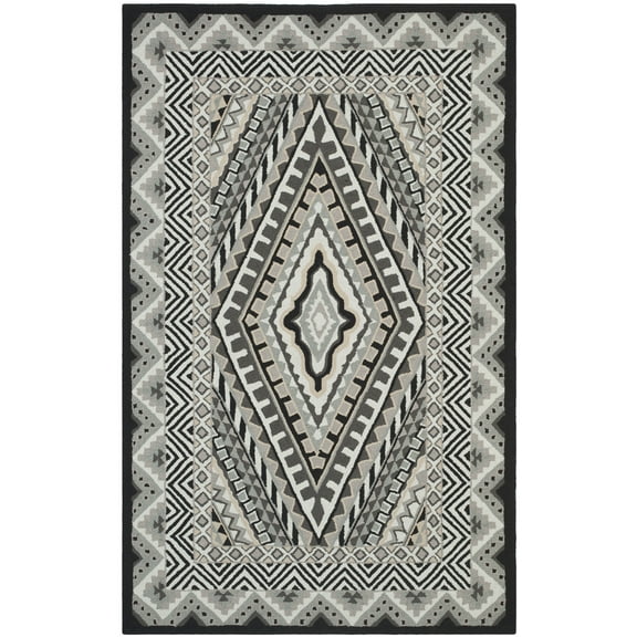 SAFAVIEH Four Seasons Coretta Bordered Area Rug, Ivory/Grey, 8' x 10'