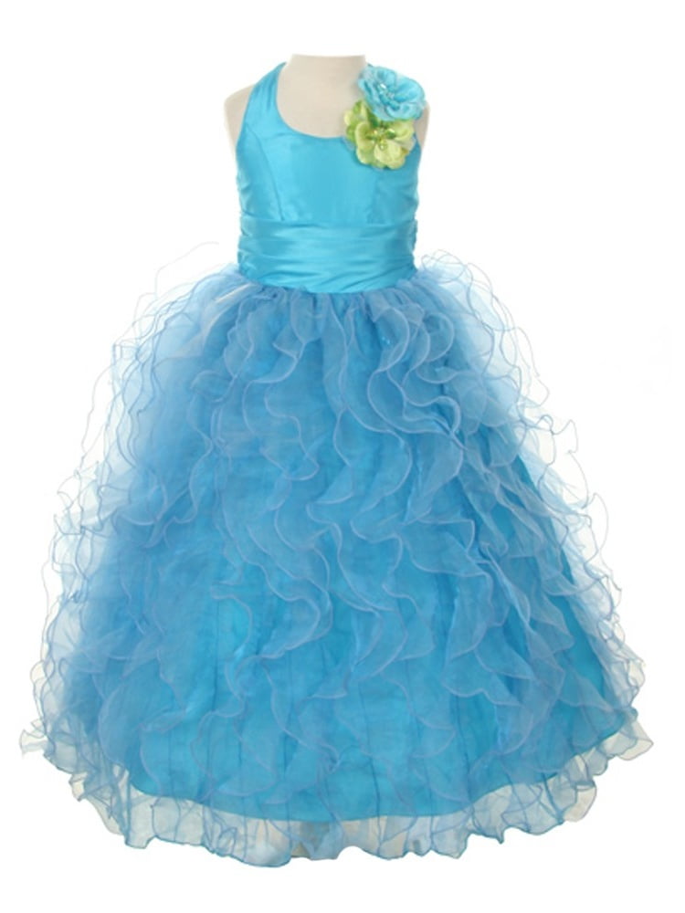 Cinderella - Little Girls Turquoise Taffeta Ruffle Mesh Pageant Dress ...