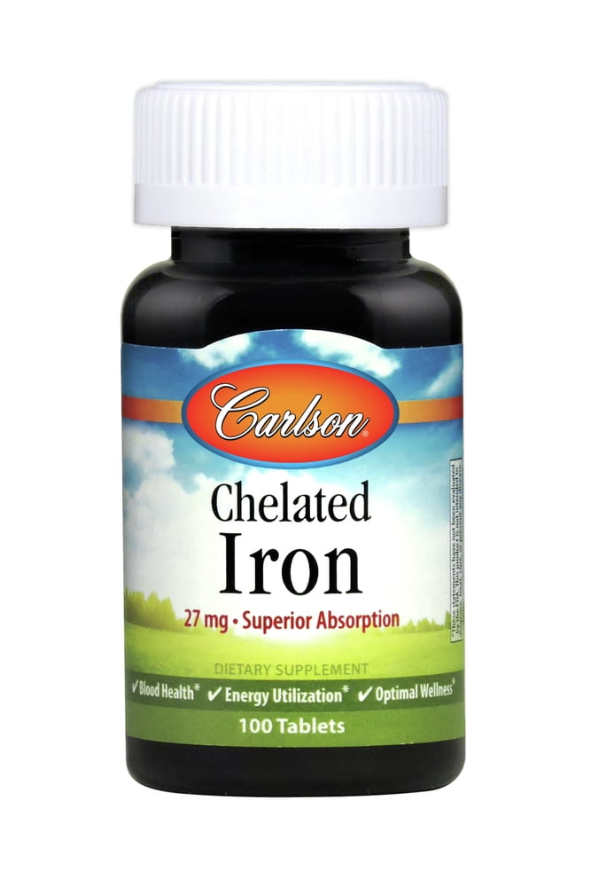 Chelated Iron 27mg Carlson Laboratories 100 Tabs