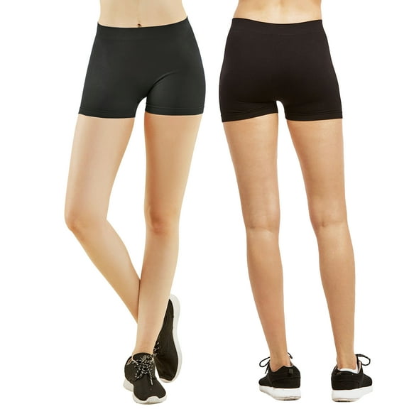 Women's Ribbed Waistband Seamless One Size 10" Hot Short Leggings (Black/Charcoal)