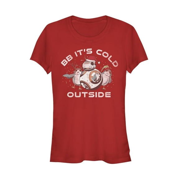 Junior's Star Wars The Last Jedi Christmas Cold BB-8  Graphic Tee Red 2X Large