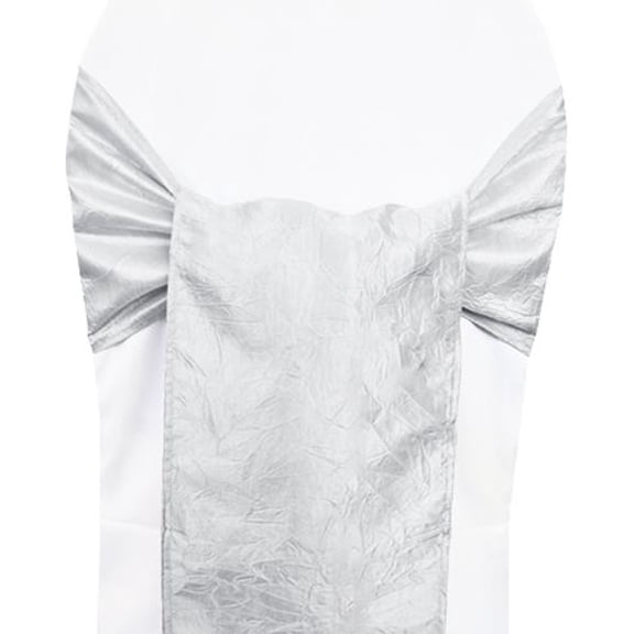 Wedding Linens Inc. (10pcs) 9.5"x 108" Crushed Crinkle Taffeta Chair Sashes Chair Bow Ties - Platinum