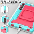 thumbnail image 2 of zukof Case for Samsung Galaxy Tab S10 FE/S9 FE 5G (10.9 inch), Rugged Armor Heavy Duty Hybrid Cover with Adjustable Stand and Handle (Teal/Pink), 2 of 5