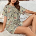 thumbnail image 4 of Fotbe Marine Sailing Badges Conjunto de Pijama Estampado para Mujer, 2 Piezas, Ropa de Dormir con Camiseta de Manga Corta y Shorts Suaves-3X-Large, 4 of 6