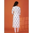 thumbnail image 2 of Ivory & Blue Hand Block Printed Kurta in Cotton Cambric, 2 of 5