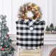 thumbnail image 3 of Funda para silla de Navidad para comedor, cubierta trasera para silla de celosía en blanco y negro, adorno de mesa, decoración reutilizable para compromiso de boda, 3 of 8