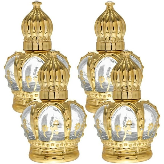 FRCOLOR Refillable Golden Perfume Bottles Compact for on-The-Go 4Pcs