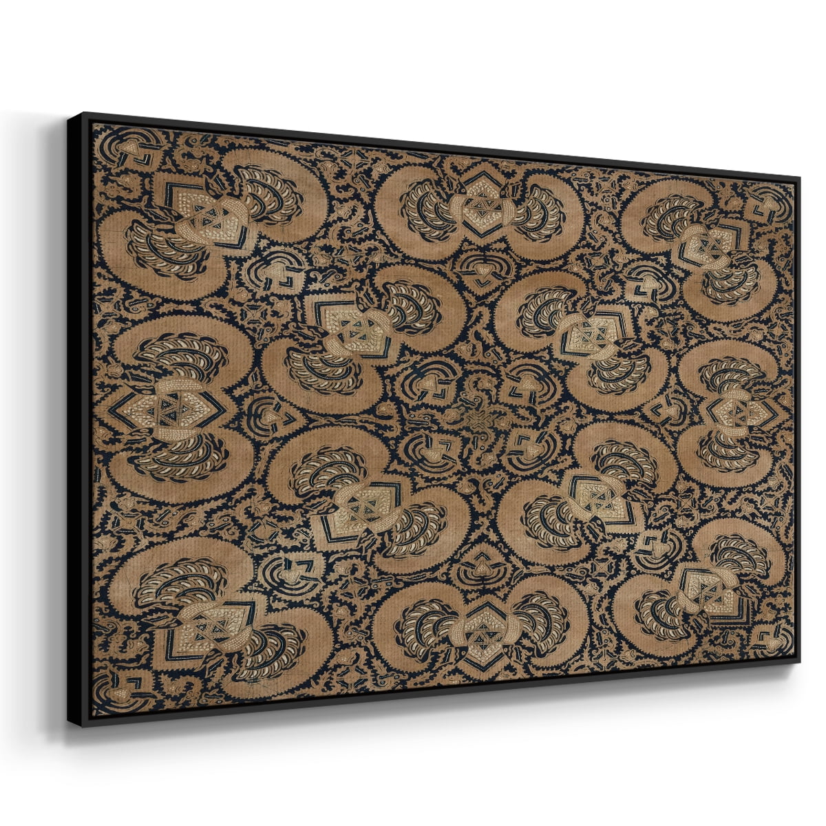 Vintage Abstract Print-III Framed in Black Wood Gallery Wrapped Canvas 25 in. x 37 in.