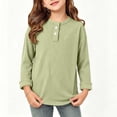thumbnail image 4 of ATOGUTA Long Sleeve Shirts Girls Casual Long Sleeve T Shirts Kids Crewneck Tops Fashion Tees Size 0-12, Green, 4 of 6