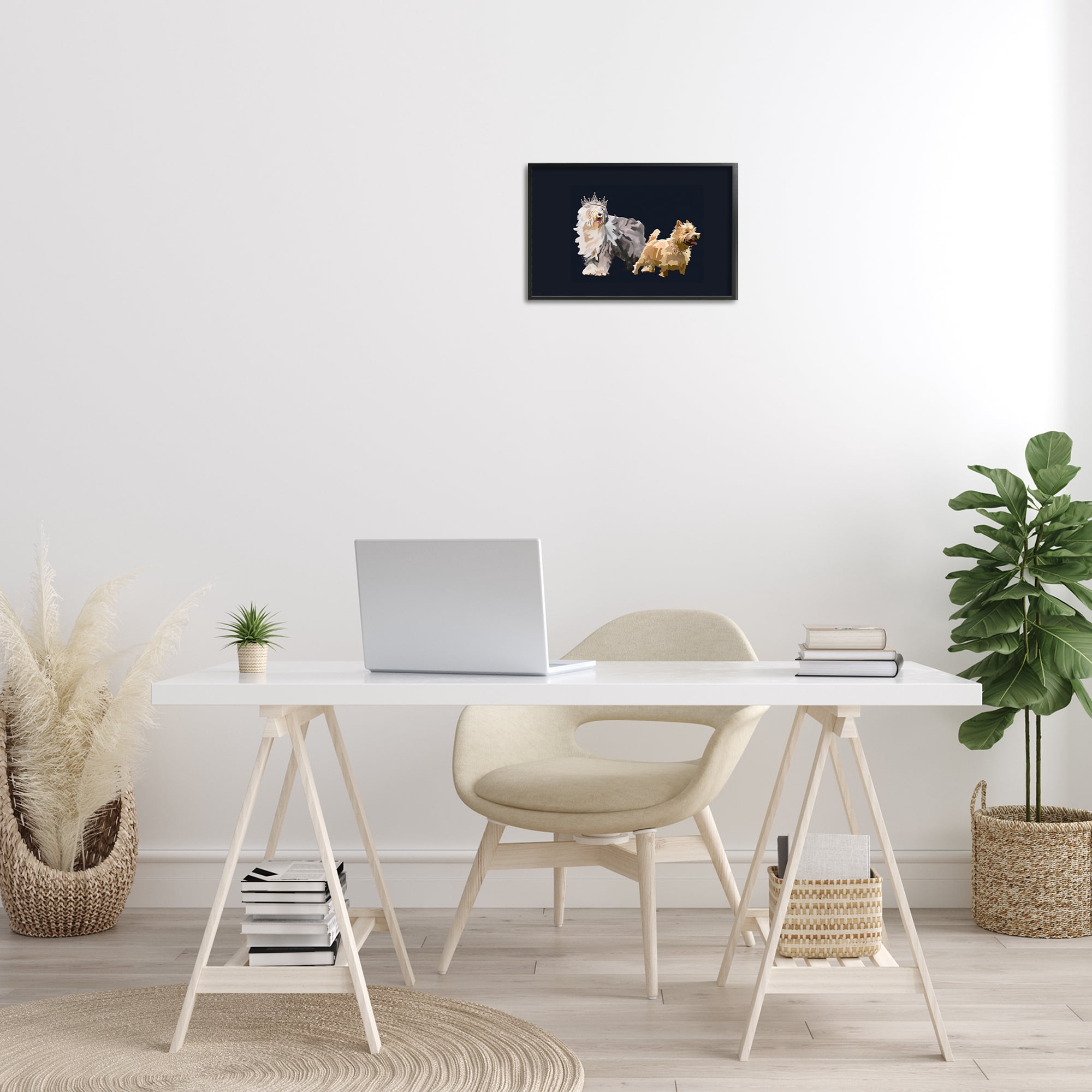 Stupell Industries Dog Duo with Crowns Animals & Insects Painting Black Framed Art Print Wall Art, 18 x 12