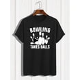 thumbnail image 2 of Crew Neck Bowling Print Men's Fashionable Summer Short Sleeve Sports T-shirt, Comfortable And Versatile, 2 of 7