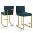 thumbnail image 1 of Side Dining Chair, Set of 2, Fabric, Metal Steel, Gold Navy Blue, Modern Contemporary Urban Design, Kitchen Room Cafe Bistro Restaurant Hospitality, 1 of 4
