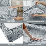 Lux Decor Collection 6-Piece Bed Sheet Set, Deep Pocket Queen Sheets Up to 16 Inch, 1 Flat Sheet , 1 Fitted Sheet & 4 Pillowcases (Queen, Grey)
