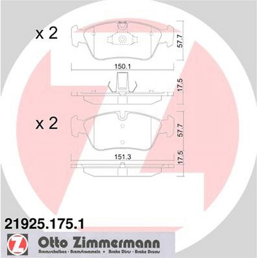 Zimmermann 21925 175 1 Disc Brake Pad For Bmw