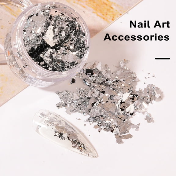 dianhelloya 1 Box Nail Art Sequins Decoration Golden/Silver Color Irregular Tin Foil Flake DIY Manicure UV Gel Polish 3D Glitter Nail Decoration Accessories for Salon & Home Nail Art E