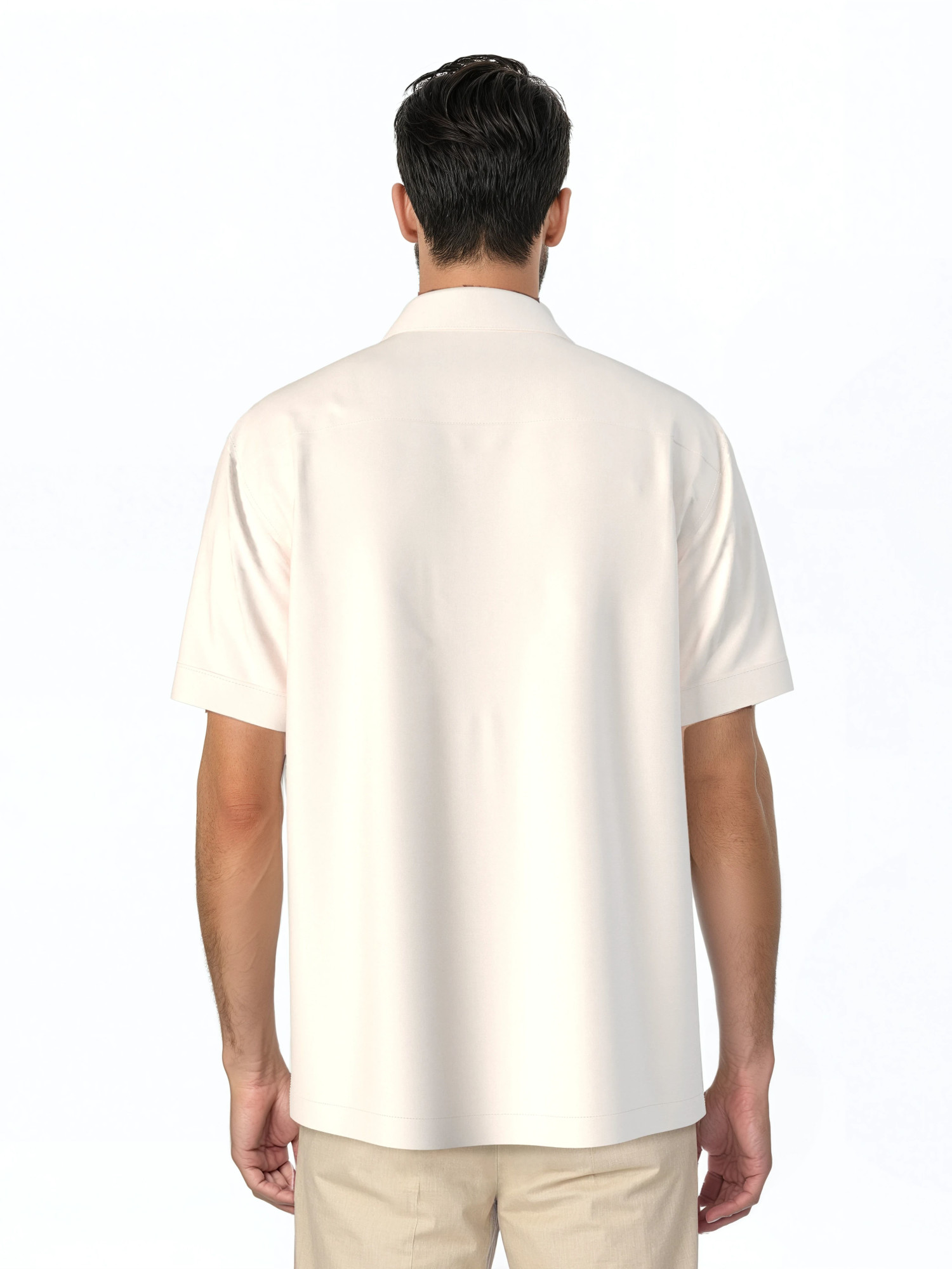 Havanera Men's and Big Men's Embroidered Panels Short Sleeve Linen Cotton Button-Down Shirt, Sizes S-5XL