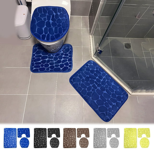LSLJS Bathroom Rugs Sets 3 Piece Bathroom Carpet Super Soft Non Slip Bathtub Carpet and Absorbent Bath Mat Bathroom Carpet Plush Bath Mat for Bathroom