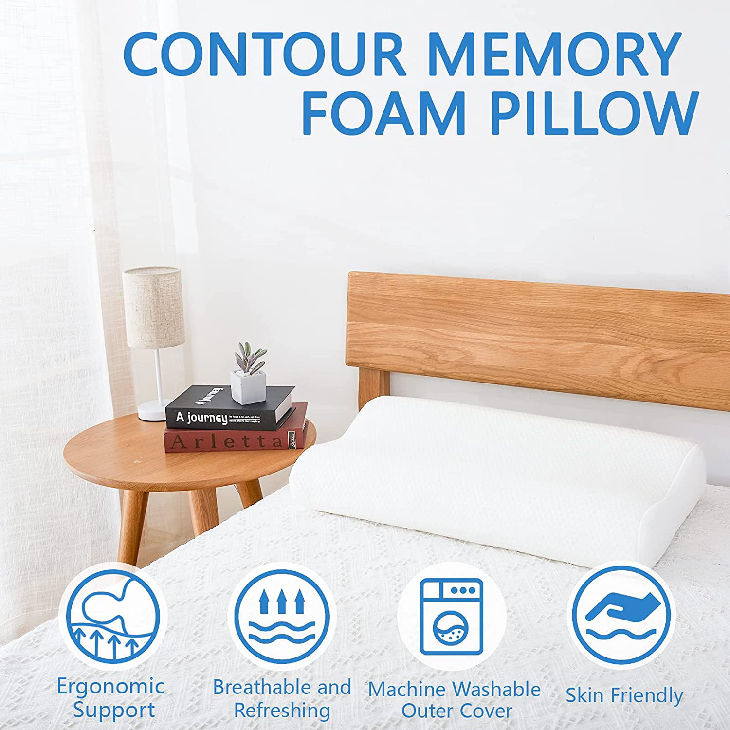 YANXUAN Contour Memory Foam Pillow for Neck Pain Sleepers Cervical Pillow Erg... 