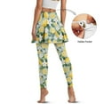 thumbnail image 4 of COEQINE Ruffle Pleated Tennis Skirted Legging for Women with Pockets Lemon and White Floral Print Fashion Breathable Golf Pickleball Leggings High Waist Tennis Skirts, M, 4 of 7