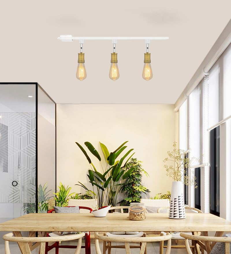 KAYYELAMP 3Pcs H-Type Track Lamp Adjustable Angle E26 Copper Base Mini Track Lighting Vintage Design for Kitchen Sink Counter Home(No Bulb, Track)